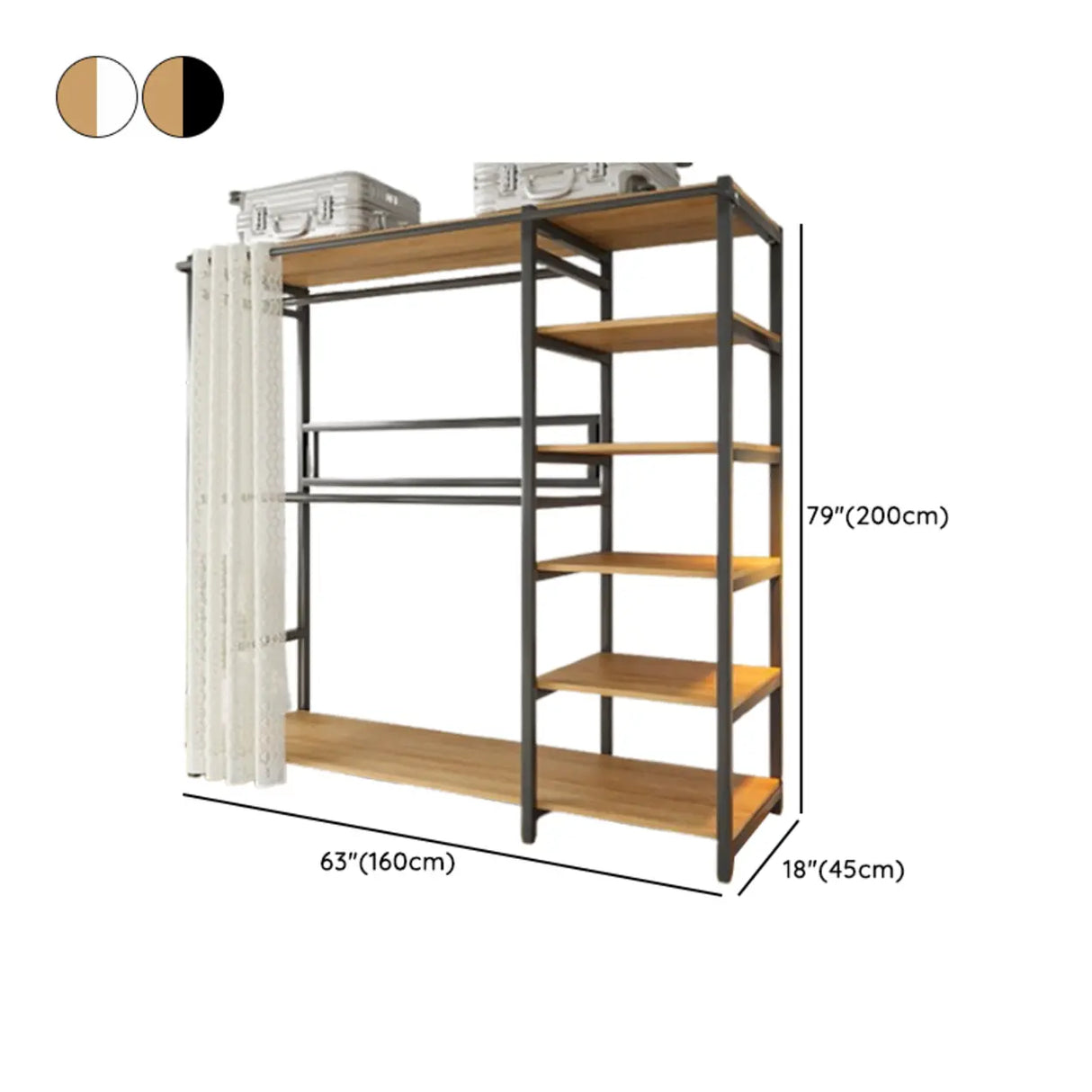 White Freestanding Steel Shelves Coat Rack with Storage Image - 31
