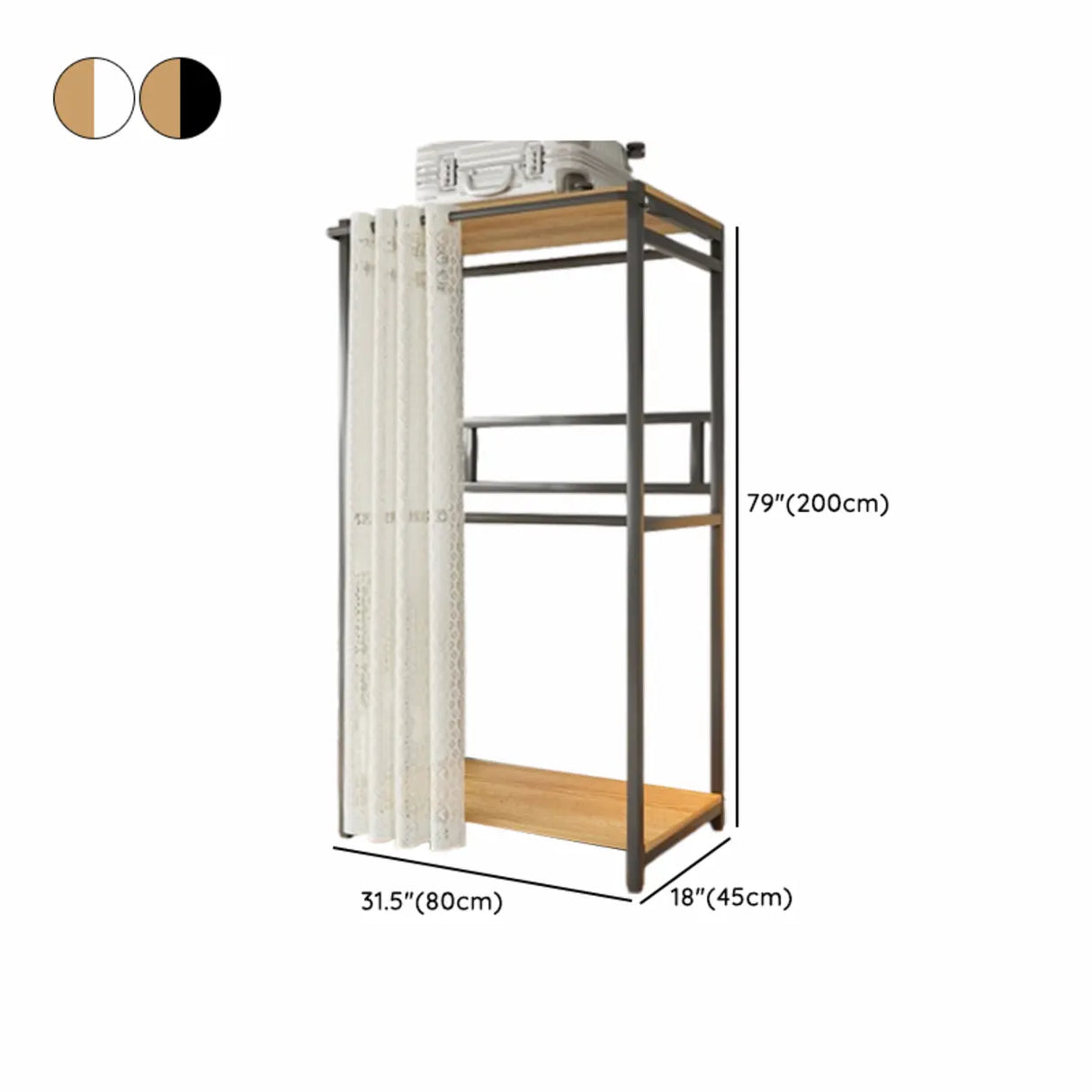 White Freestanding Steel Shelves Coat Rack with Storage Image - 32