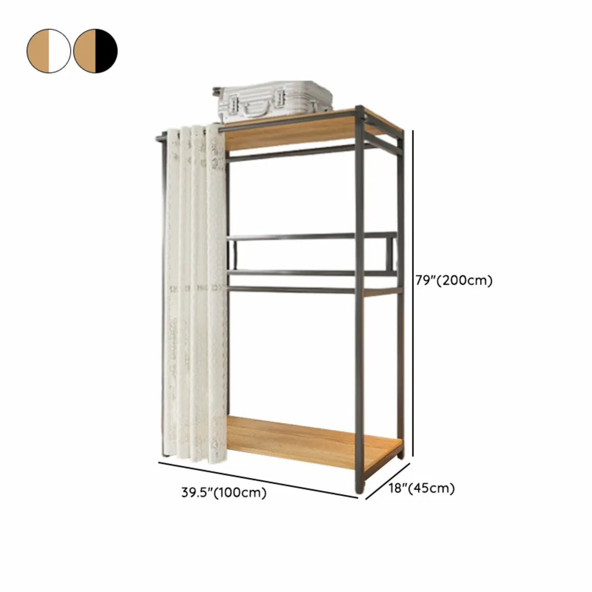White Freestanding Steel Shelves Coat Rack with Storage Image - 33