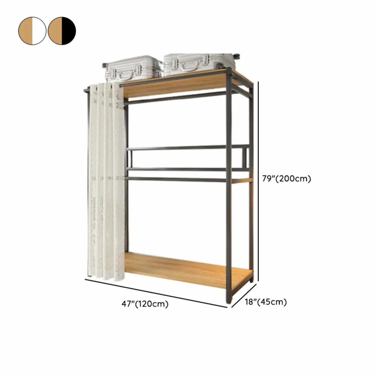 White Freestanding Steel Shelves Coat Rack with Storage Image - 34