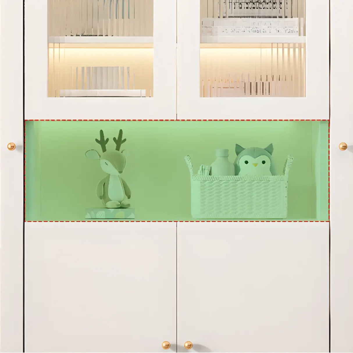 White French Solid Wood Door Glass Display Bookcase Image - 11