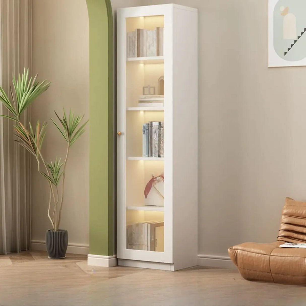 White French Solid Wood Door Glass Display Bookcase Image - 14