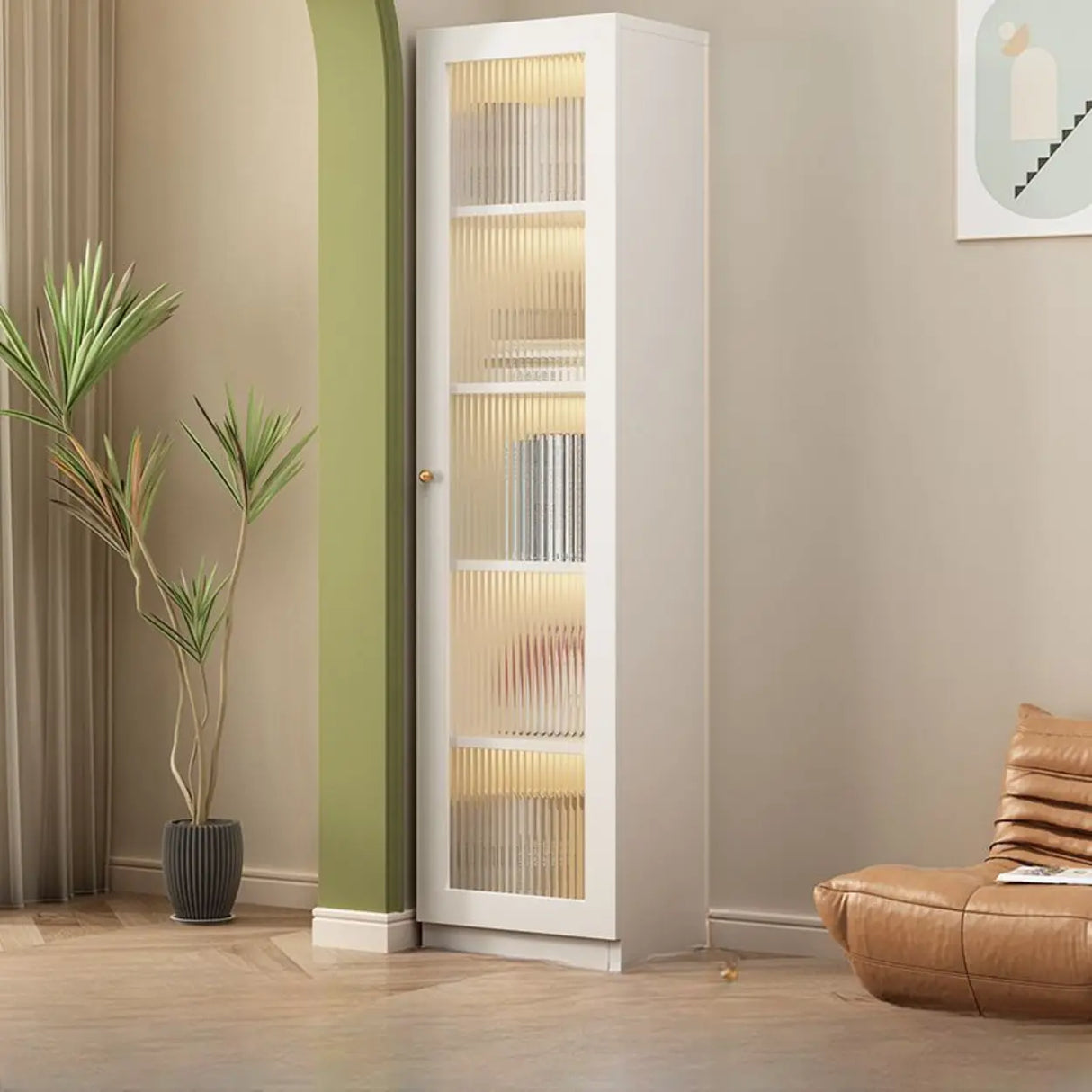 White French Solid Wood Door Glass Display Bookcase Image - 23