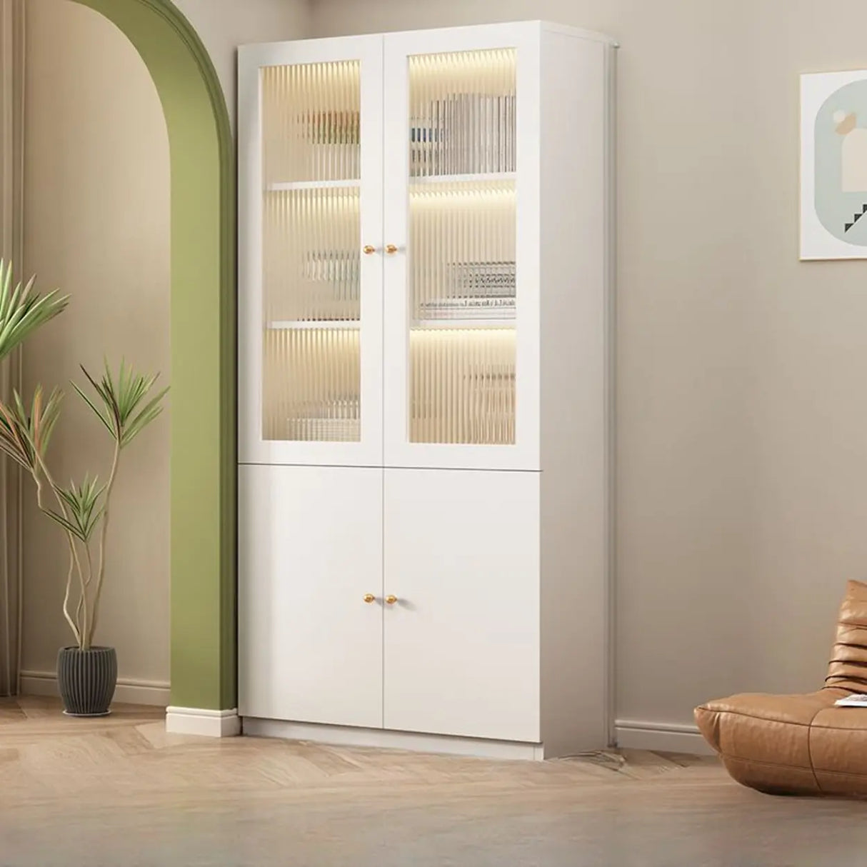 White French Solid Wood Door Glass Display Bookcase Image - 25