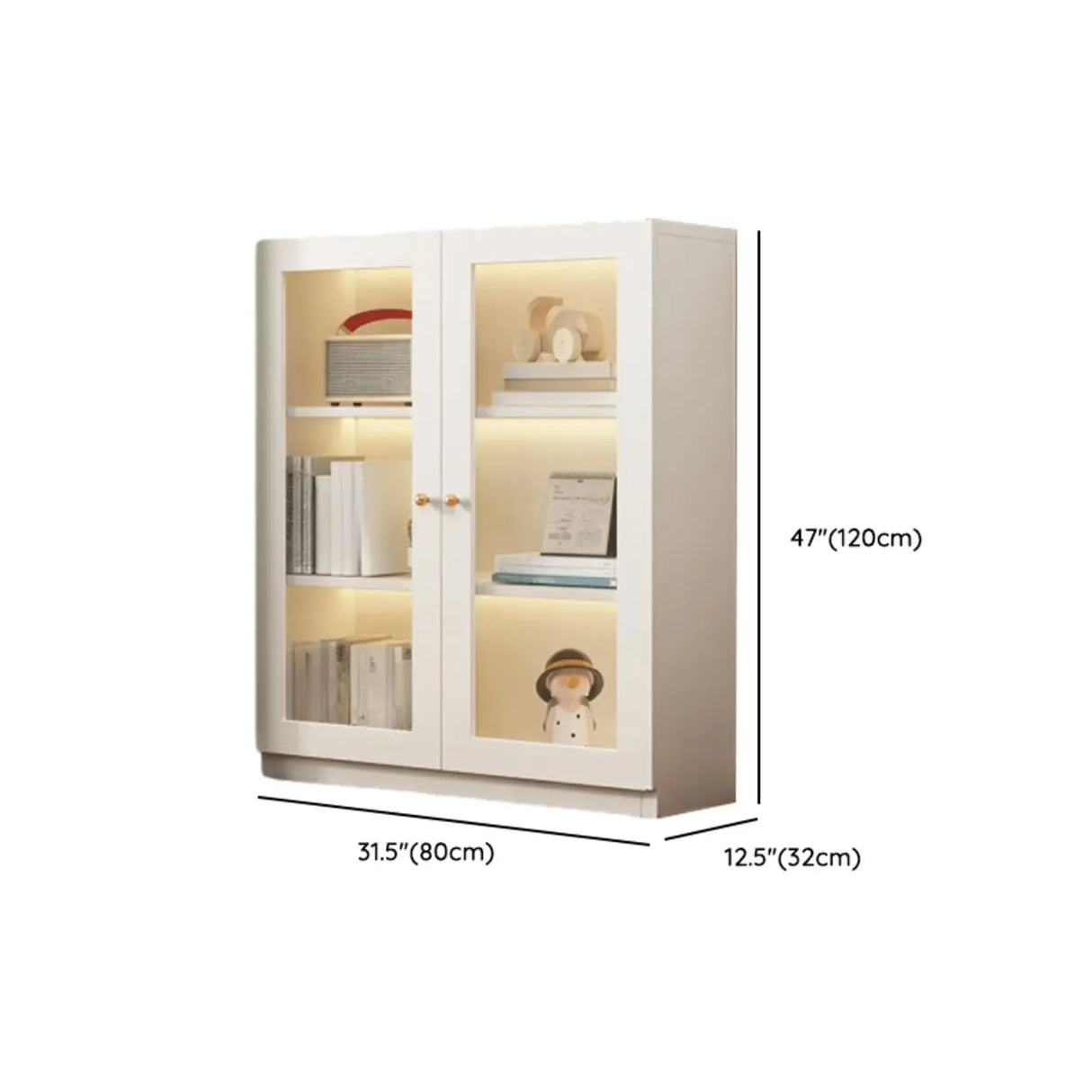 White French Solid Wood Door Glass Display Bookcase Image - 30