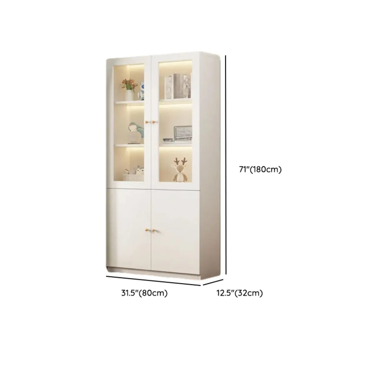 White French Solid Wood Door Glass Display Bookcase Image - 36