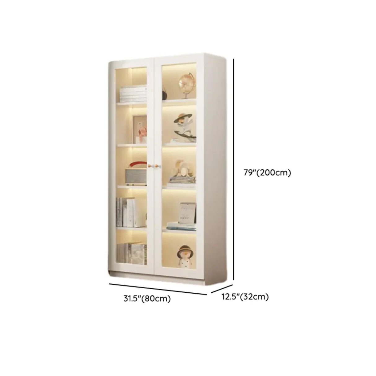 White French Solid Wood Door Glass Display Bookcase Image - 40