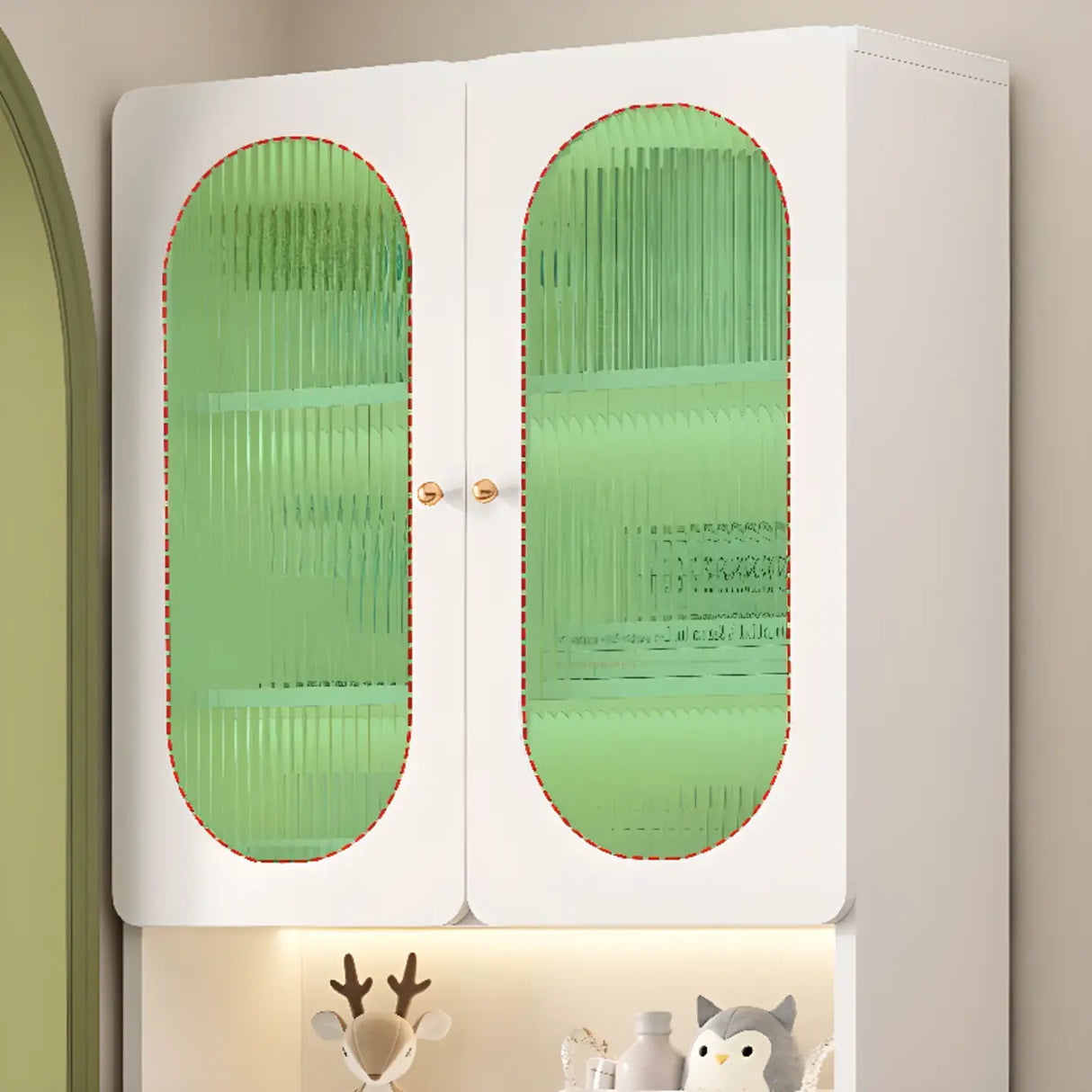 White French Solid Wood Door Glass Display Bookcase Image - 7