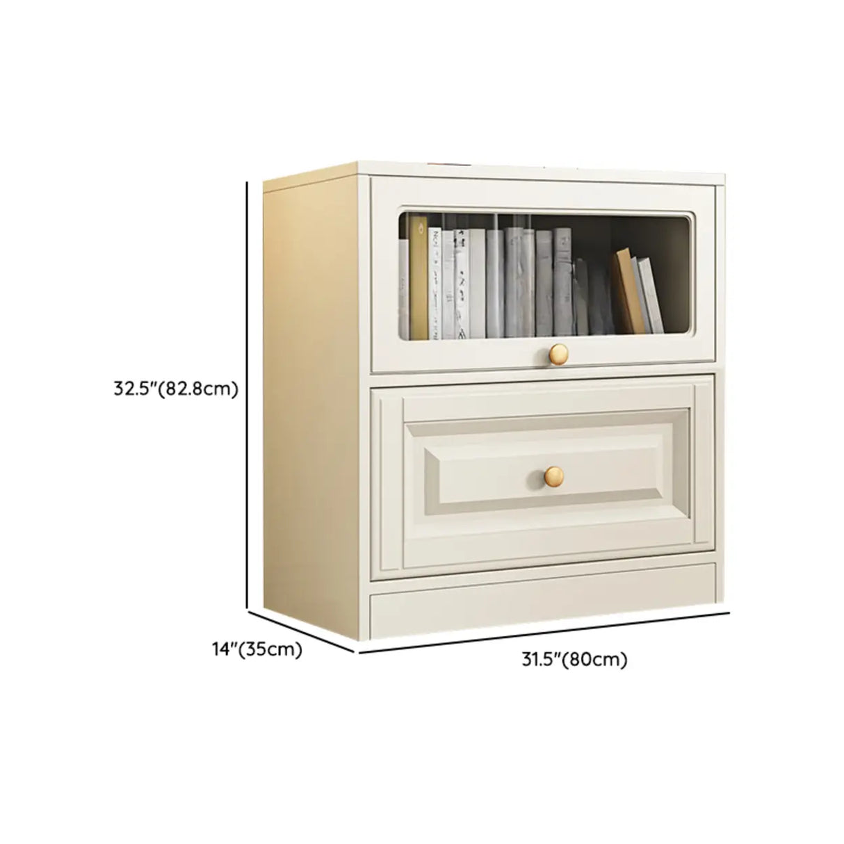 White French Vertical Wood Drawers Storage Bookcase