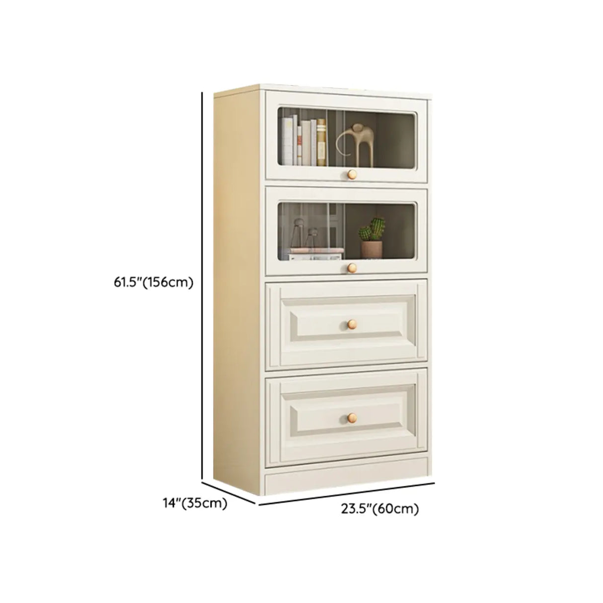 White French Vertical Wood Drawers Storage Bookcase Image - 15