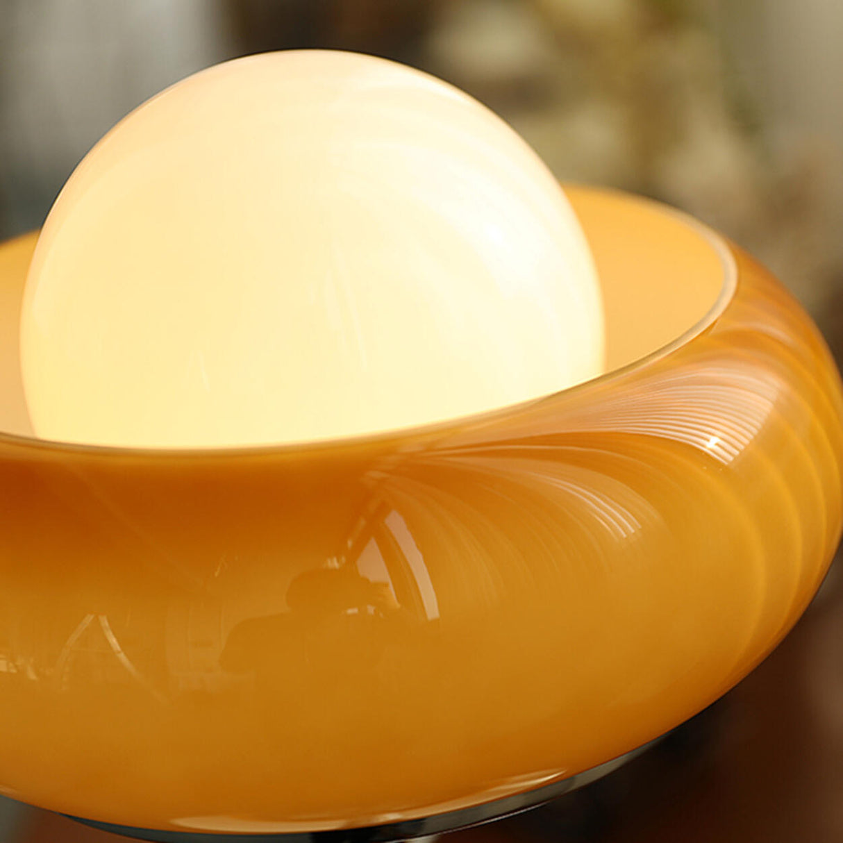 White Globe Glass Shade Silver Base LED Table Lamp Image - 12