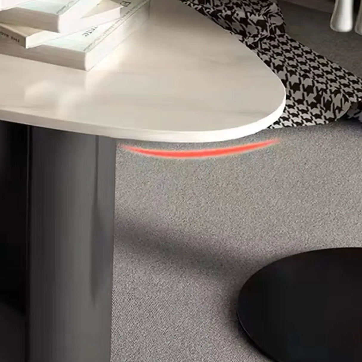 White-Gray Stone Triangle Coffee Table with Drawers Image - 9