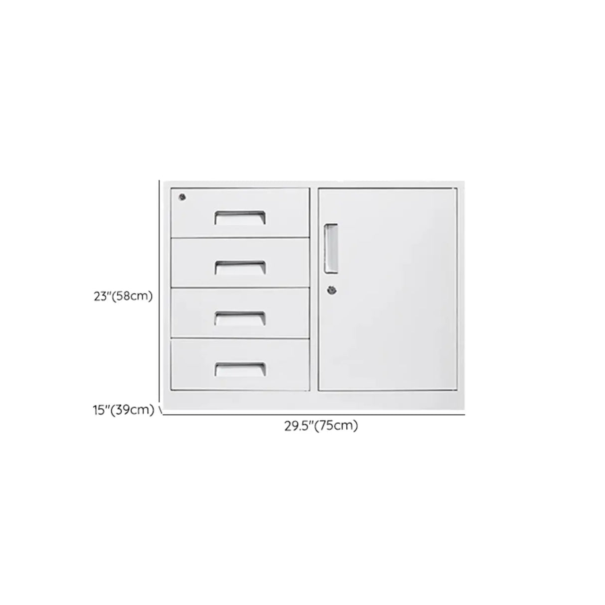 White Large Steel Locking Drawer Storage Filing Cabinet