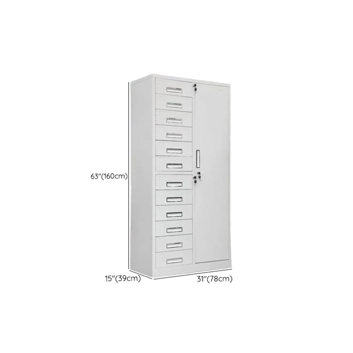White Large Steel Locking Drawer Storage Filing Cabinet Image - 50