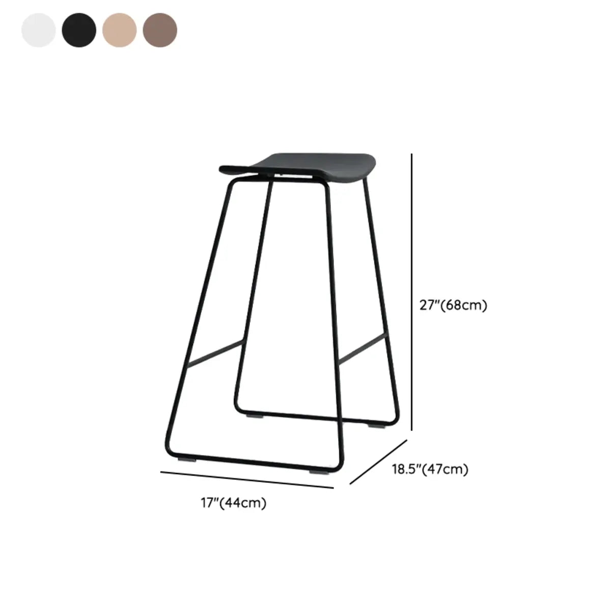 White Leather Square Backless Saddle Bistro Bar Stools