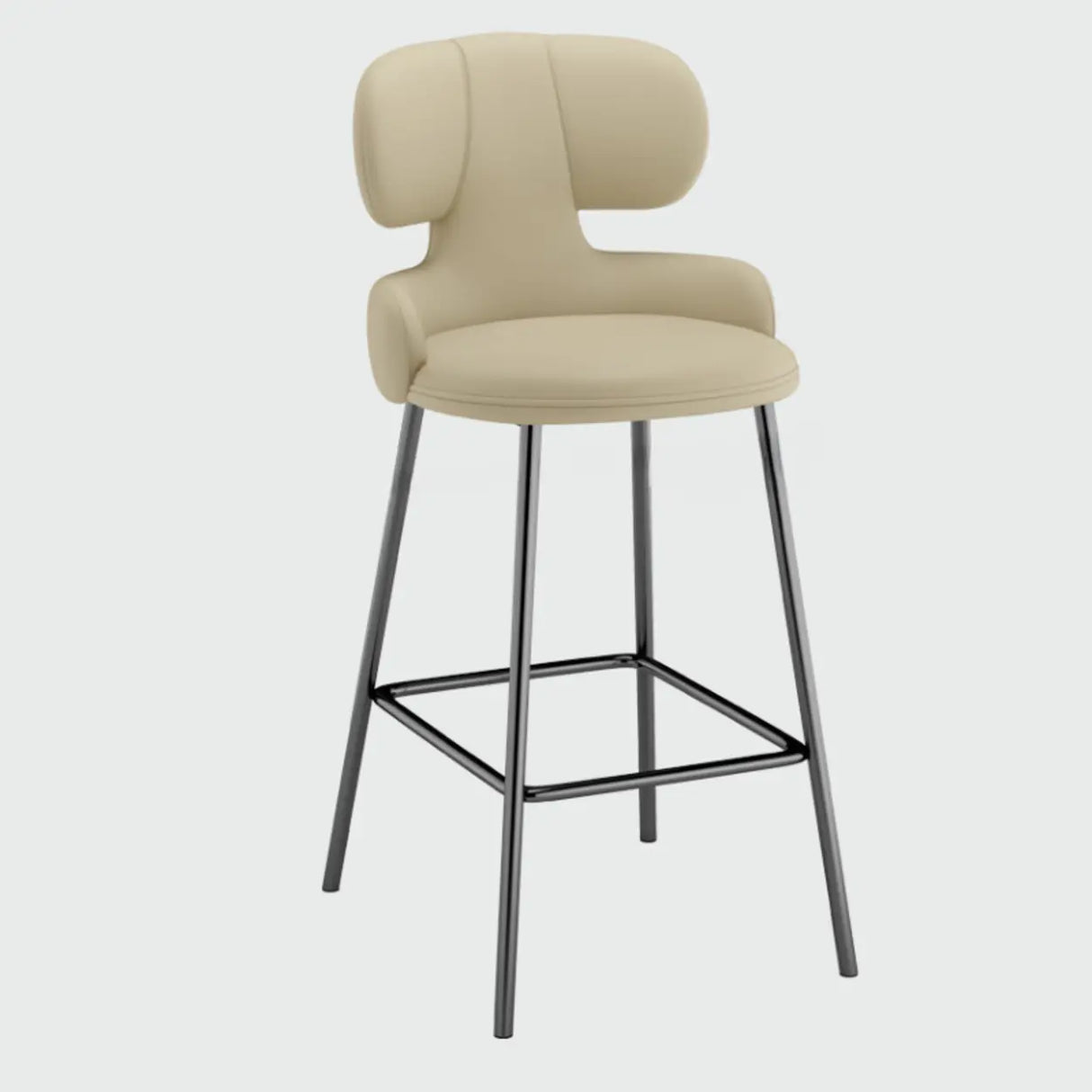 White Leather Upholstered Full Back Counter Height Bar Stool Image - 12