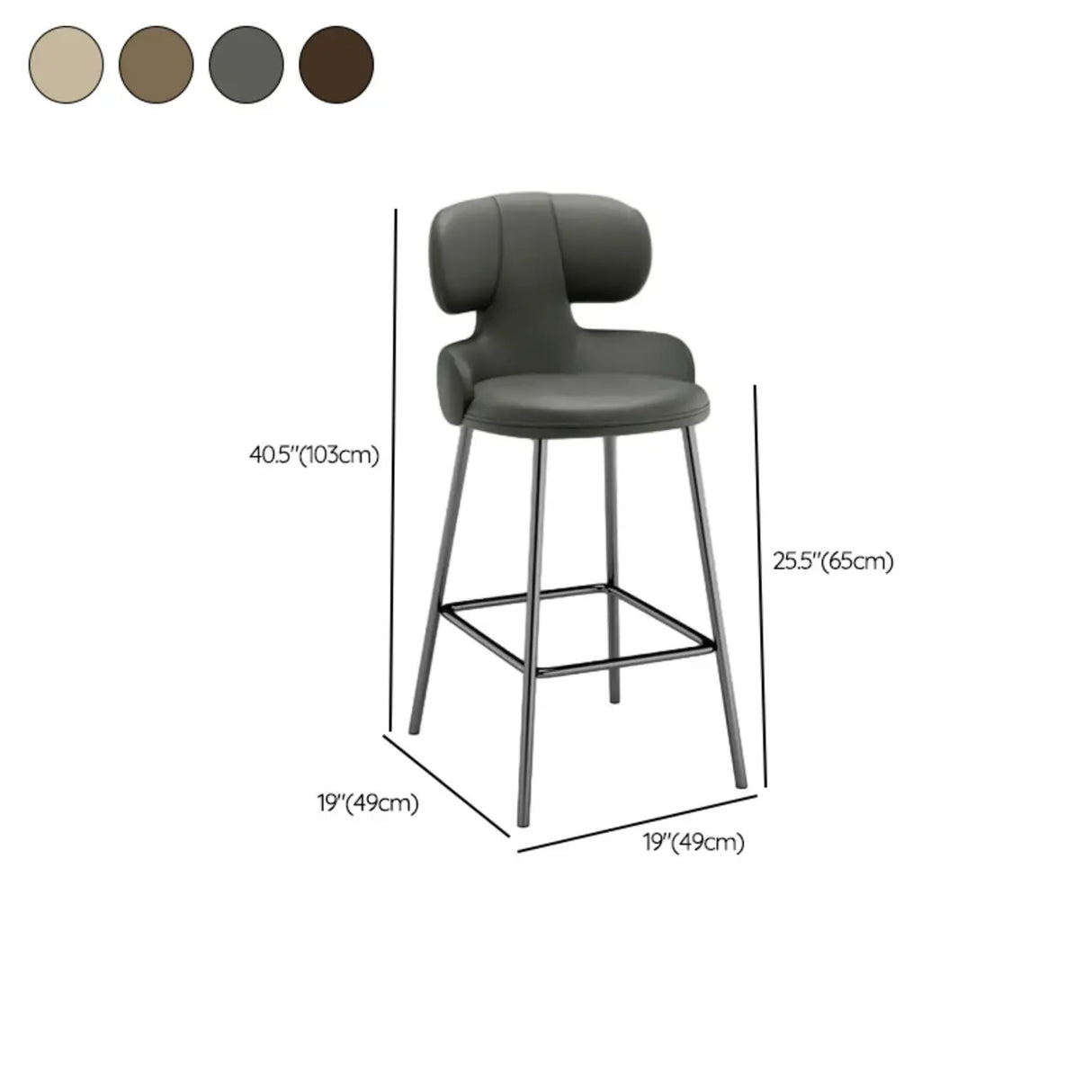 White Leather Upholstered Full Back Counter Height Bar Stool Image - 14