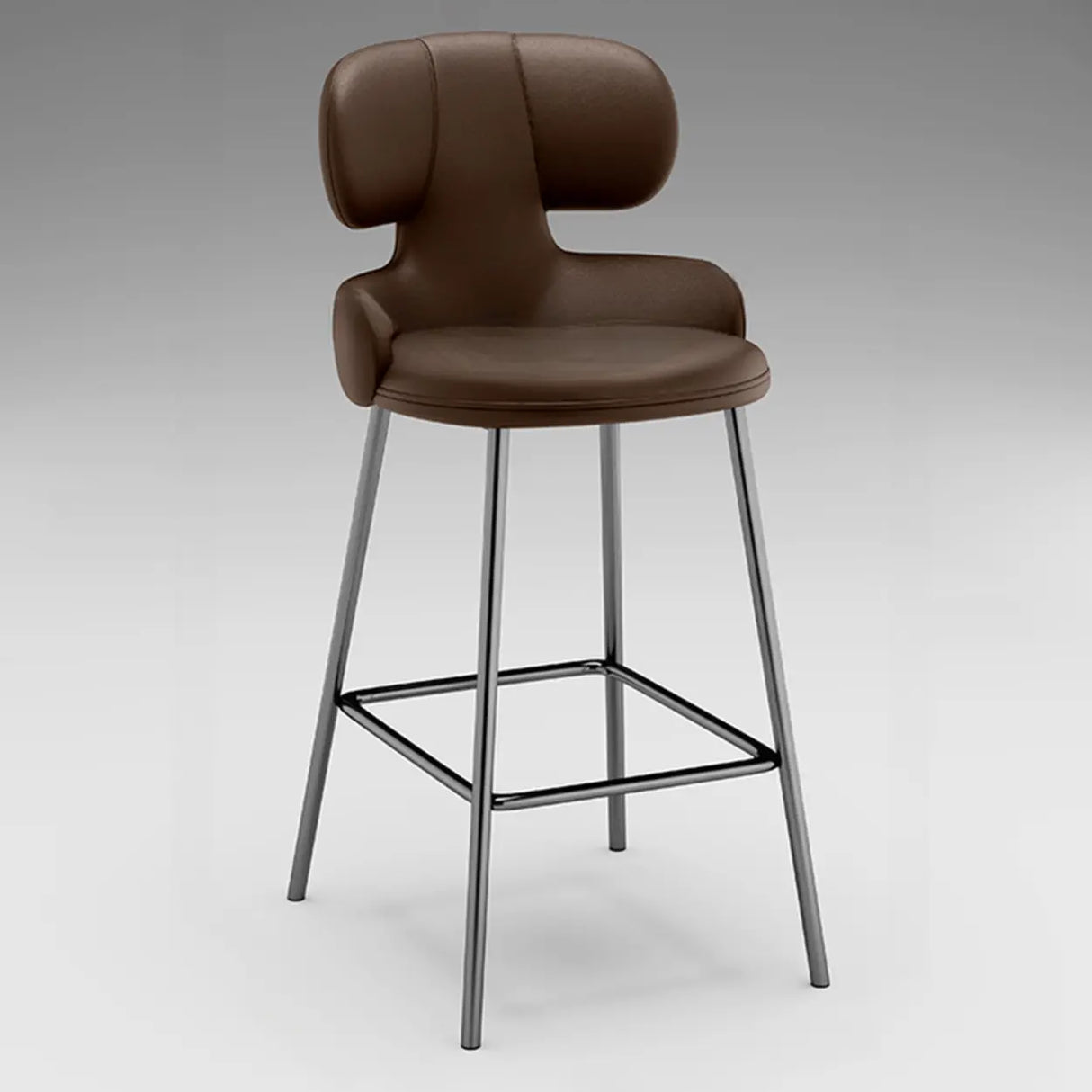 White Leather Upholstered Full Back Counter Height Bar Stool Image - 7