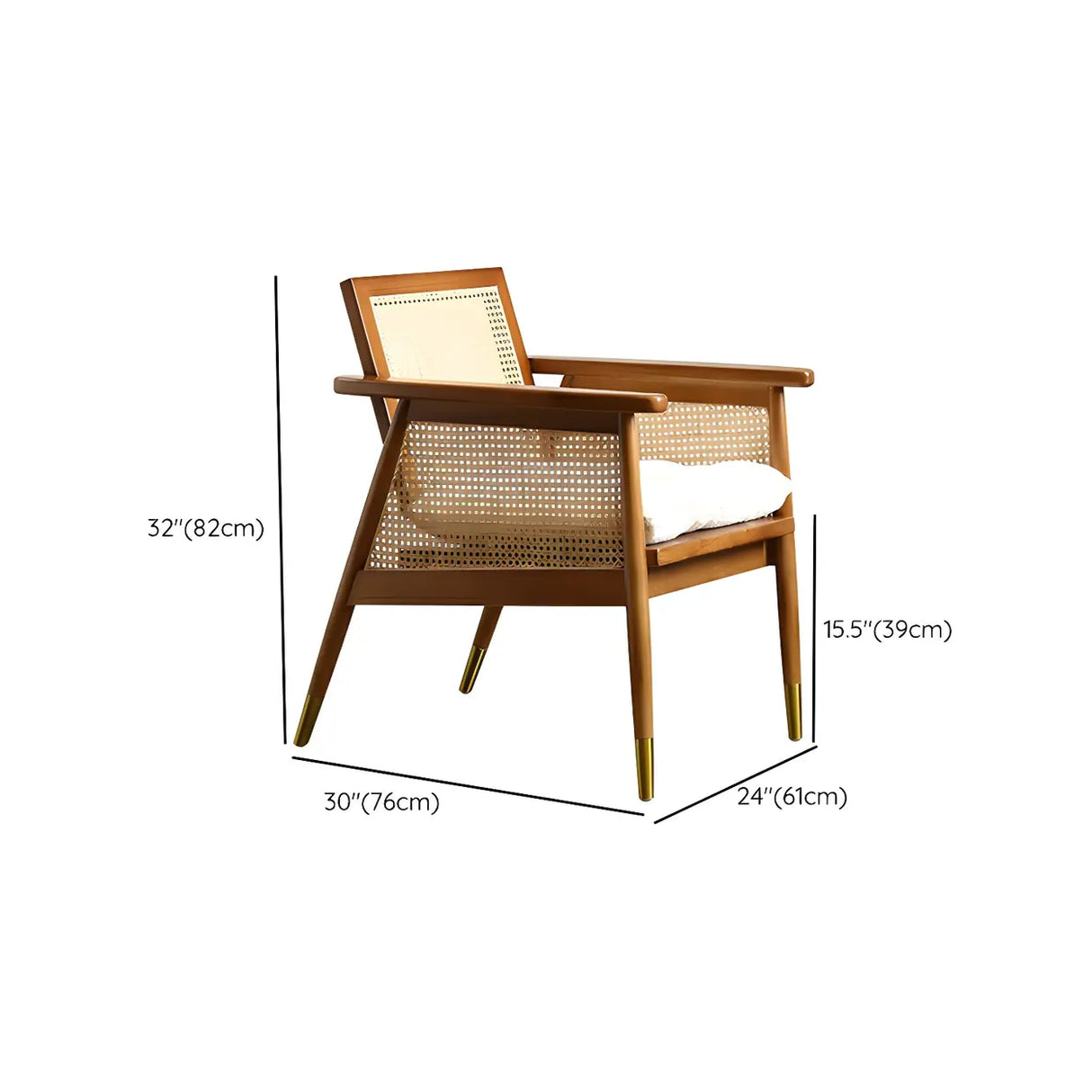 White Linen Recessed Arm Wooden Four Legs Arm Chair Image - 15