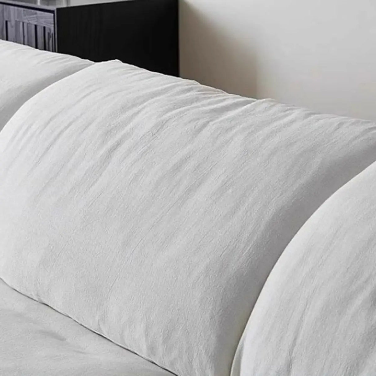 White Linen Slipcovered Removable Cushion Pillow Sofa Image - 12