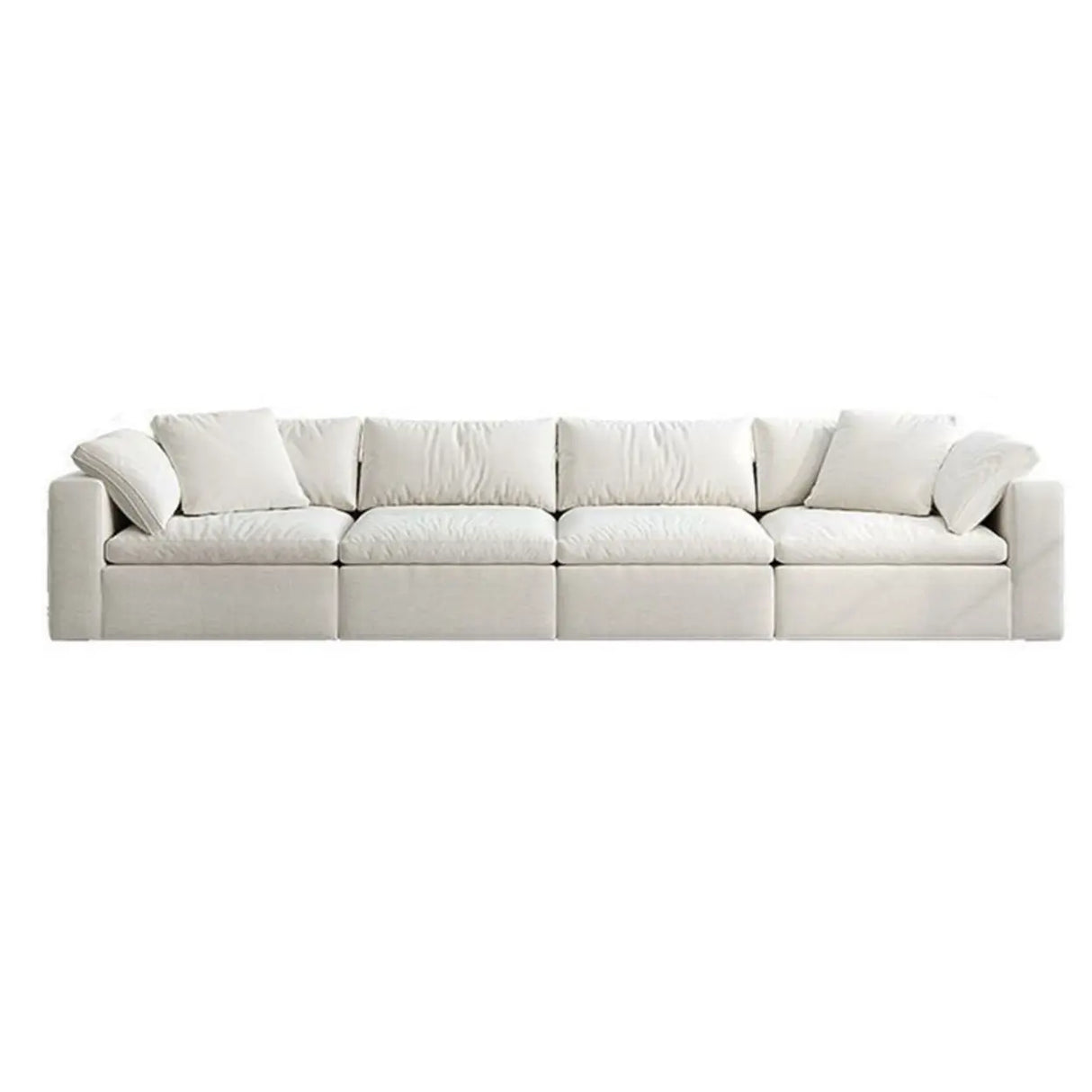 White Linen Slipcovered Removable Cushion Pillow Sofa Image - 3