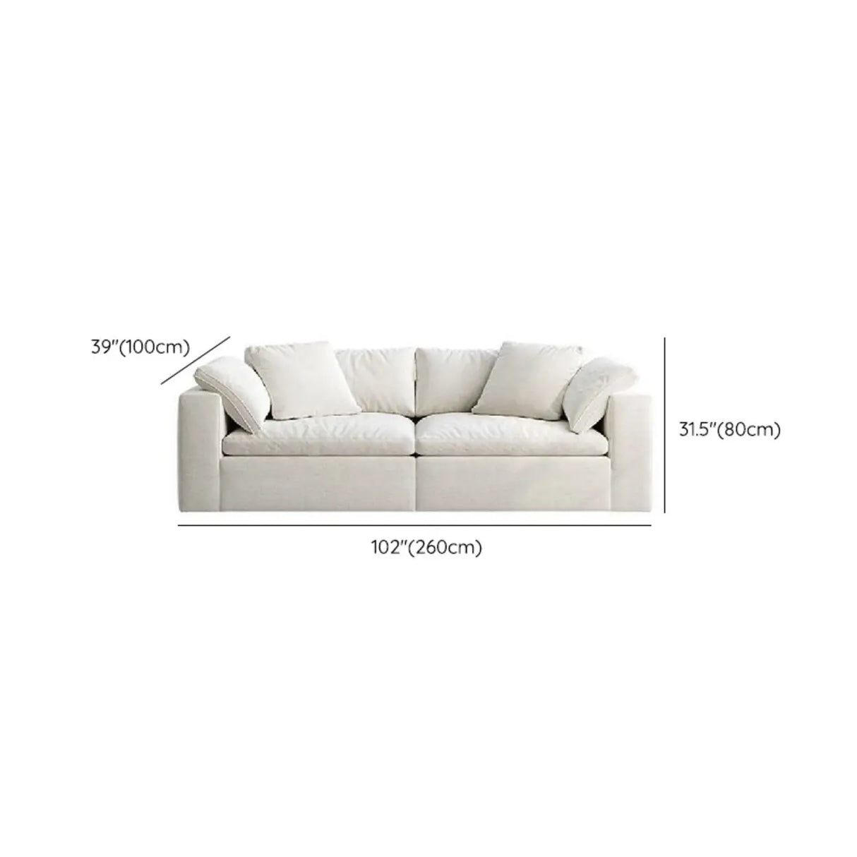 White Linen Slipcovered Removable Cushion Pillow Sofa Image - 18