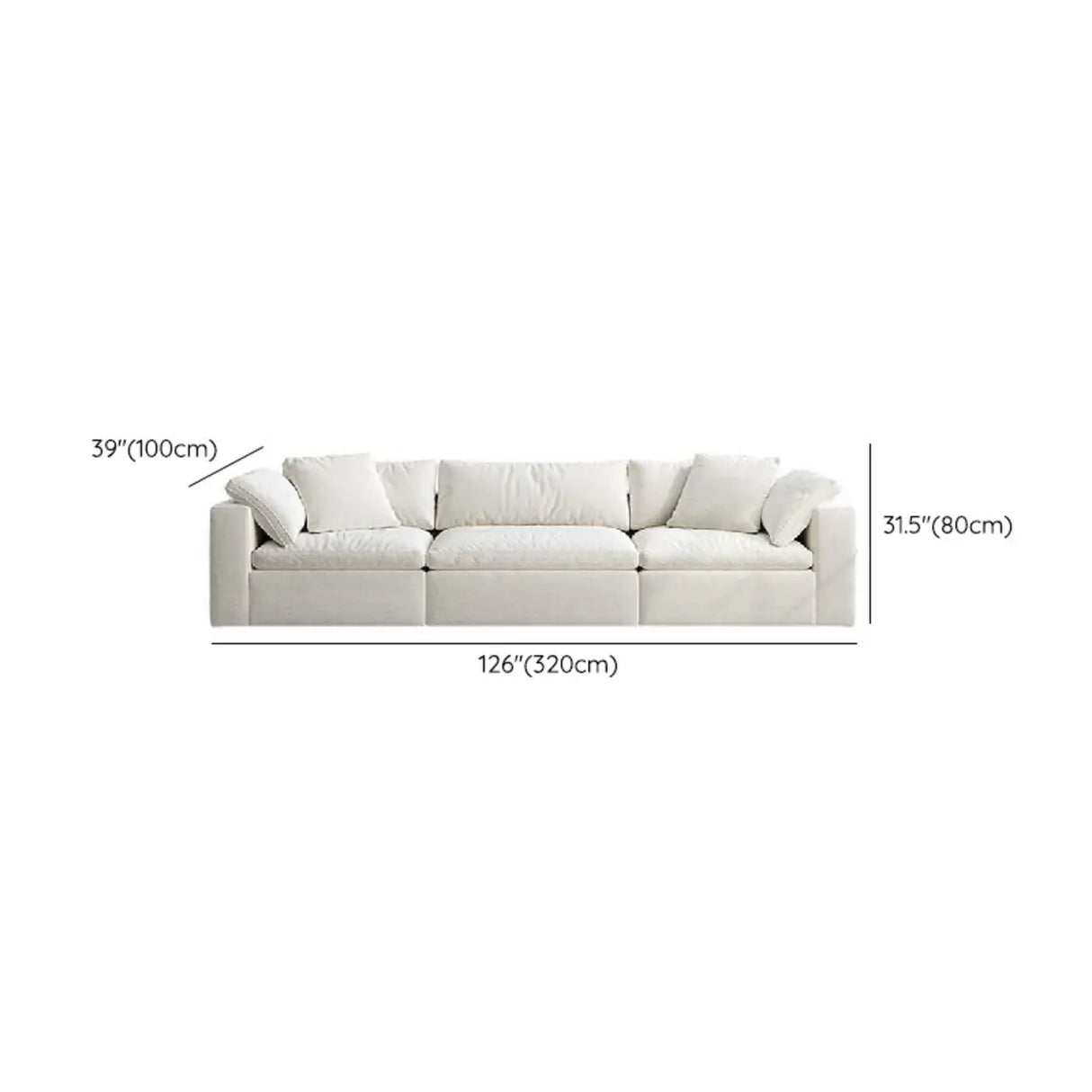 White Linen Slipcovered Removable Cushion Pillow Sofa Image - 21