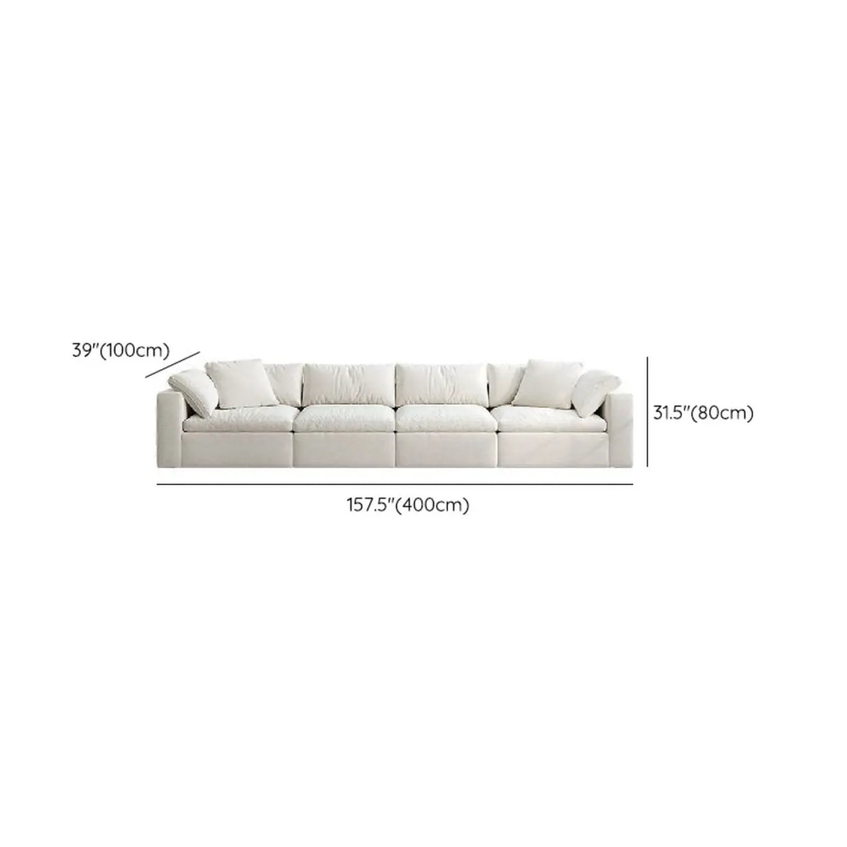White Linen Slipcovered Removable Cushion Pillow Sofa Image - 22