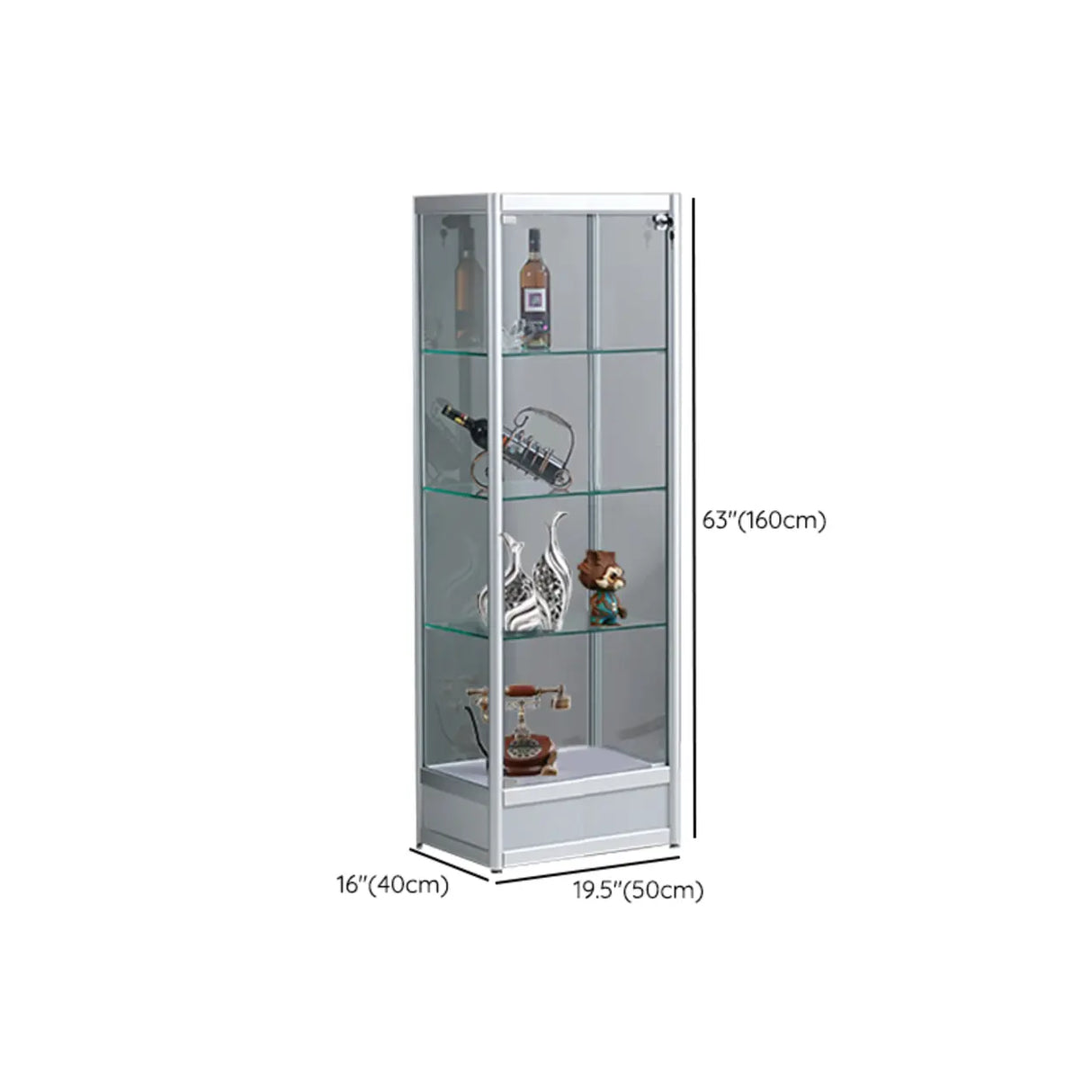 White Living Room 5 Shelves Glass Curio Display Cabinet