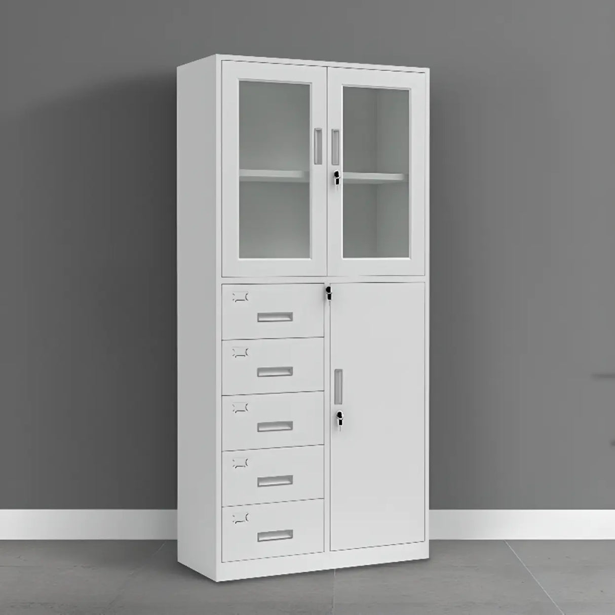 White Lockable Steel Drawers Large Filing Cabinets Image - 10