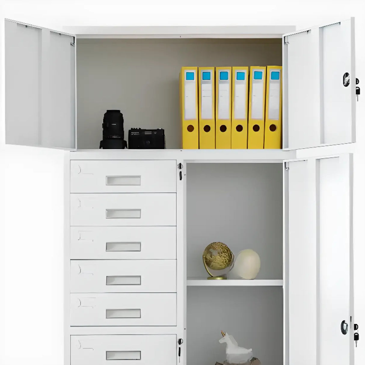 White Lockable Steel Drawers Large Filing Cabinets Image - 19