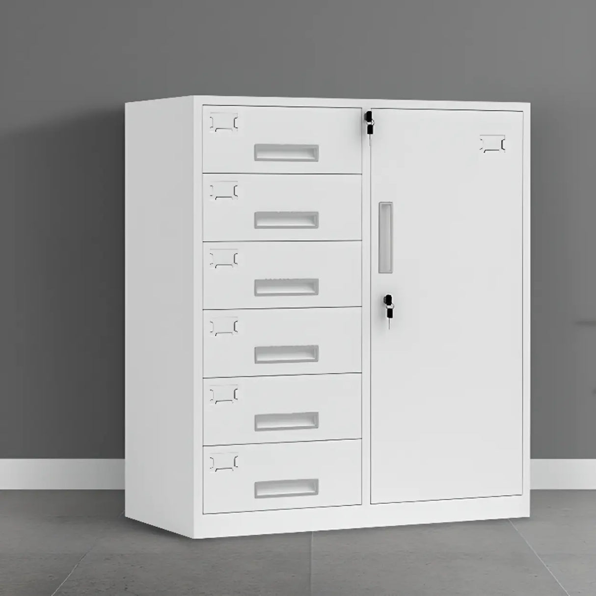 White Lockable Steel Drawers Large Filing Cabinets Image - 23