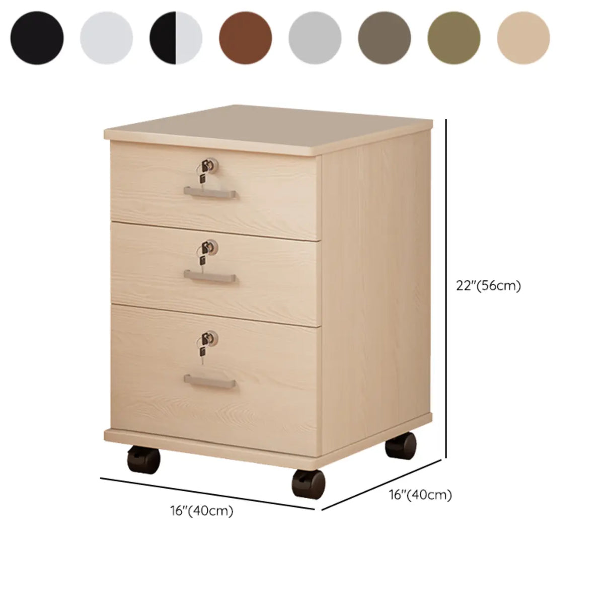 White Lockable Storage Wood Vertical Casters Filing Cabinet Image - 33