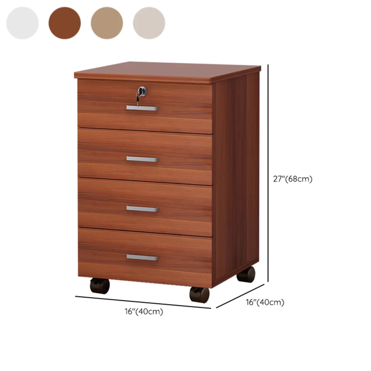 White Lockable Storage Wood Vertical Casters Filing Cabinet Image - 34