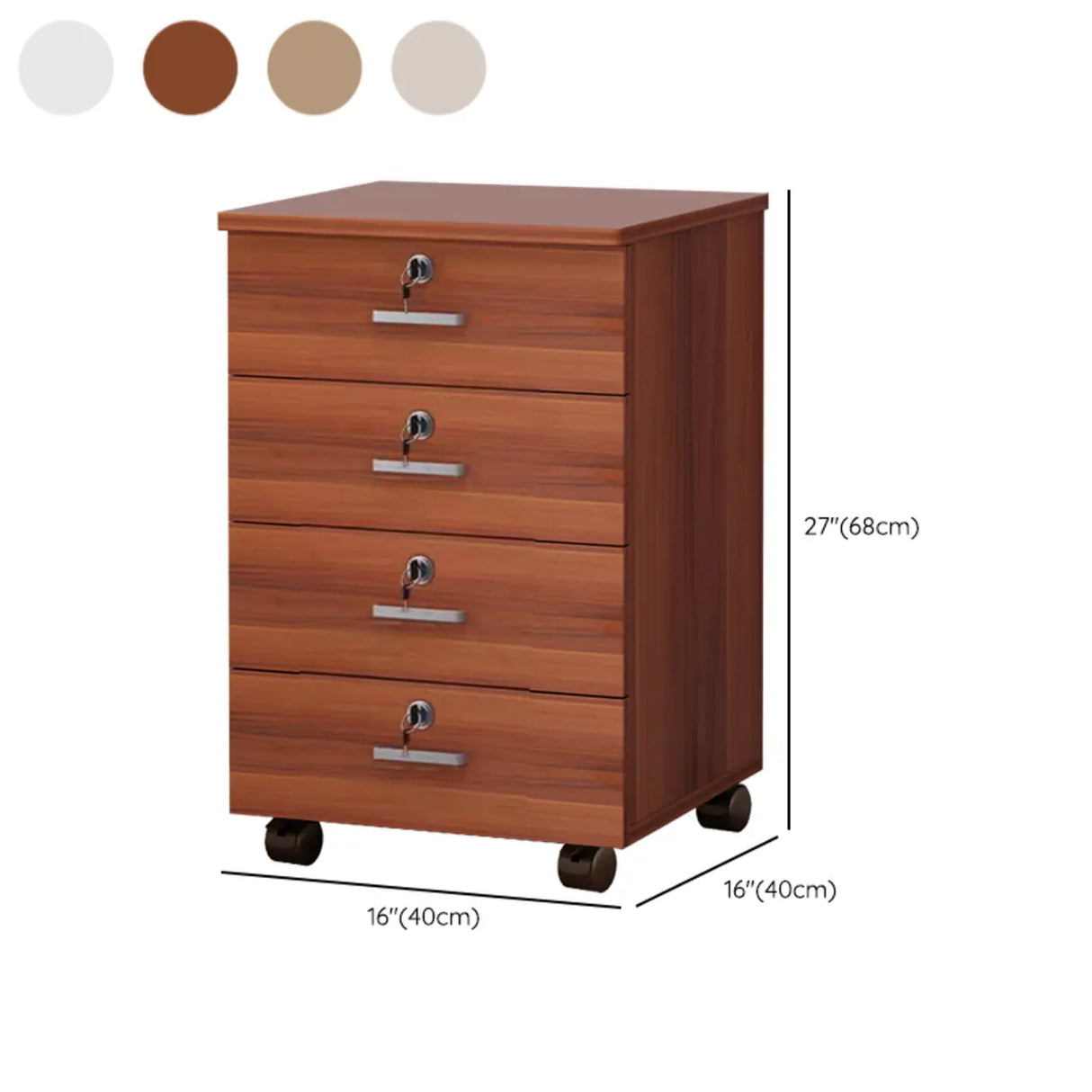 White Lockable Storage Wood Vertical Casters Filing Cabinet Image - 35