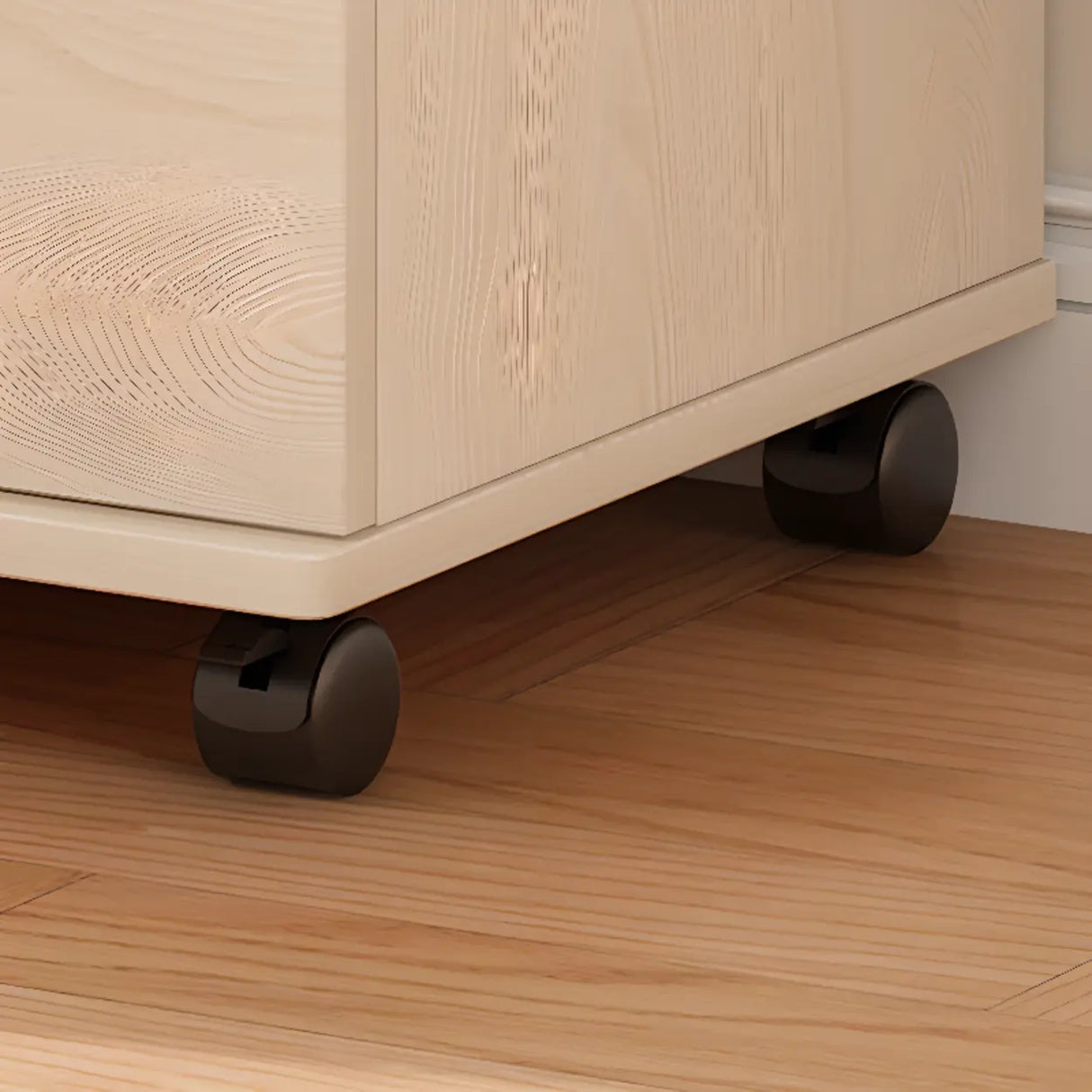 White Lockable Storage Wood Vertical Casters Filing Cabinet Image - 3