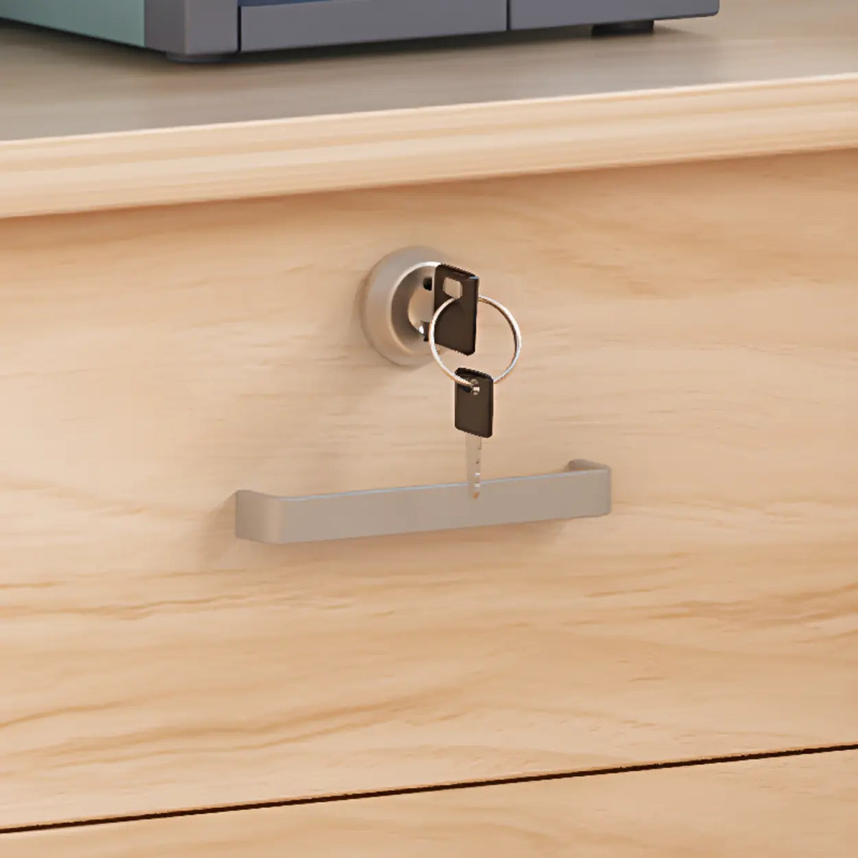 White Lockable Storage Wood Vertical Casters Filing Cabinet Image - 8