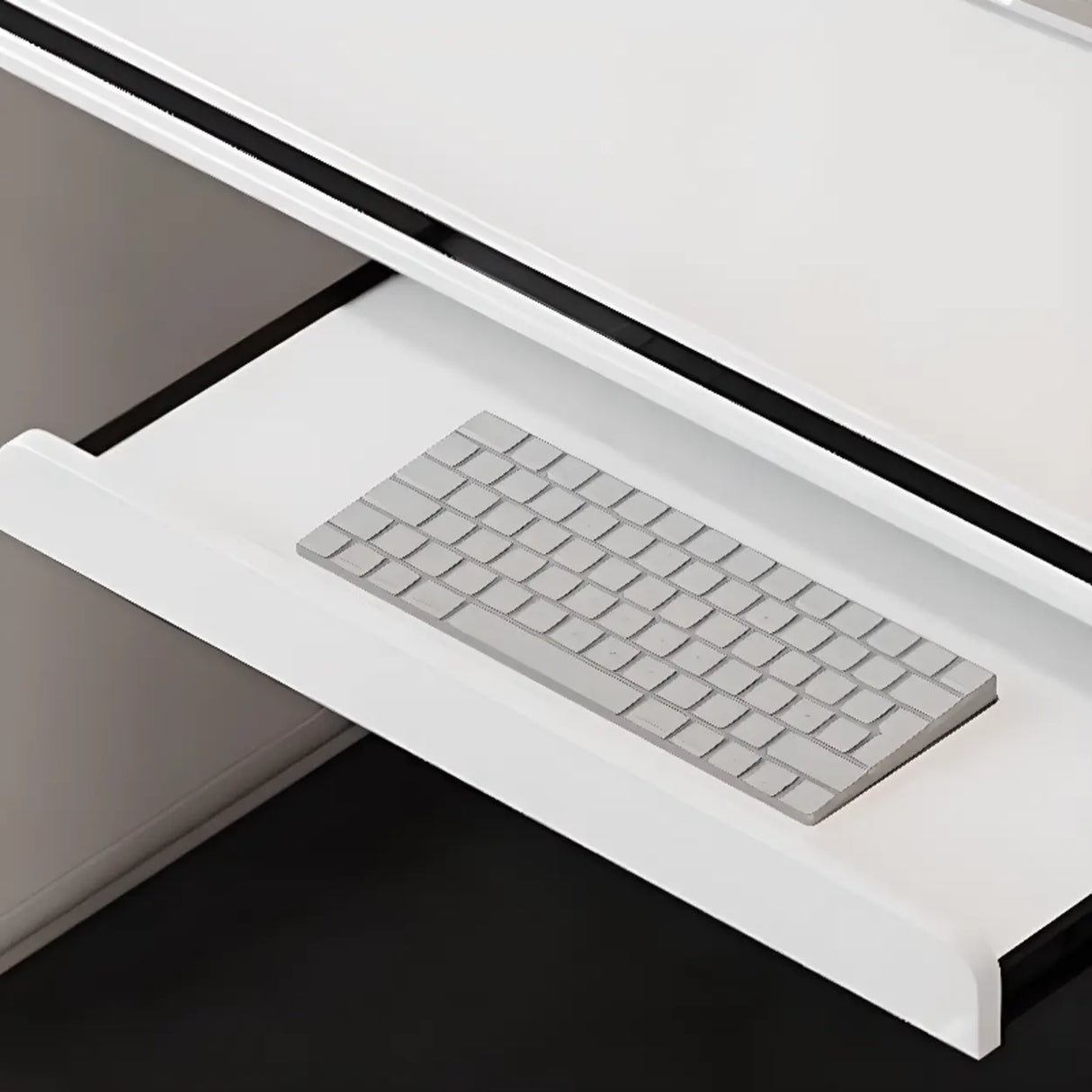 White Long Standard Wooden Computer Desk with Drawers Image - 5