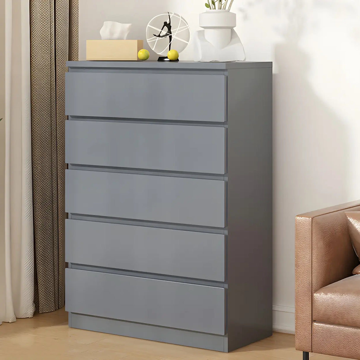 White Manufactured Wood Dresser with Multiple Drawers Image - 10