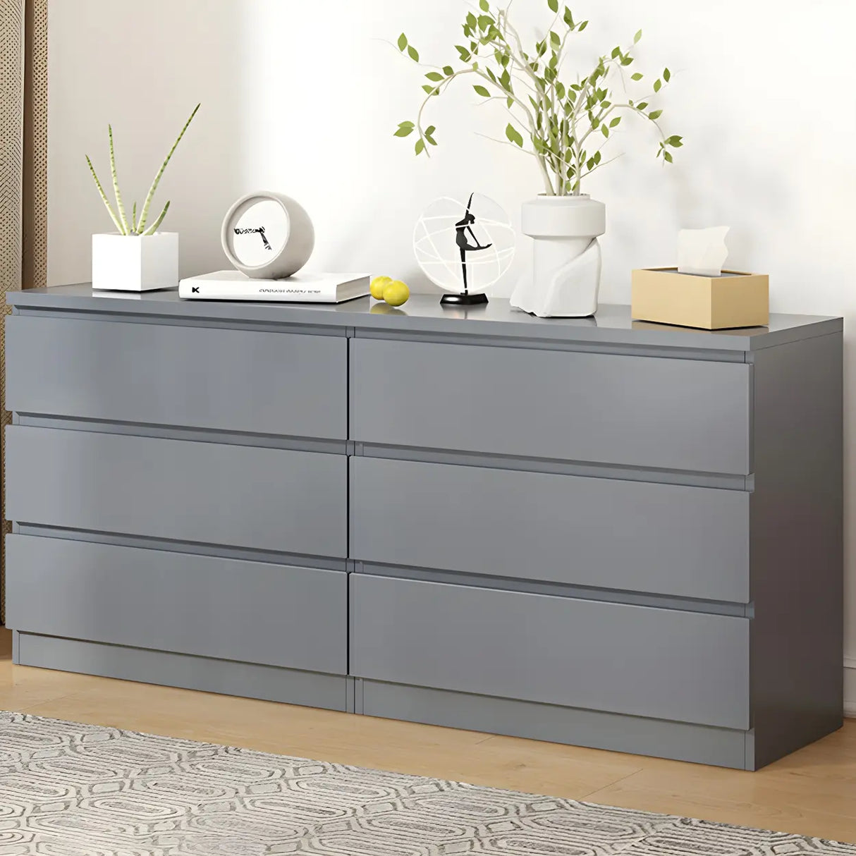 White Manufactured Wood Dresser with Multiple Drawers Image - 13