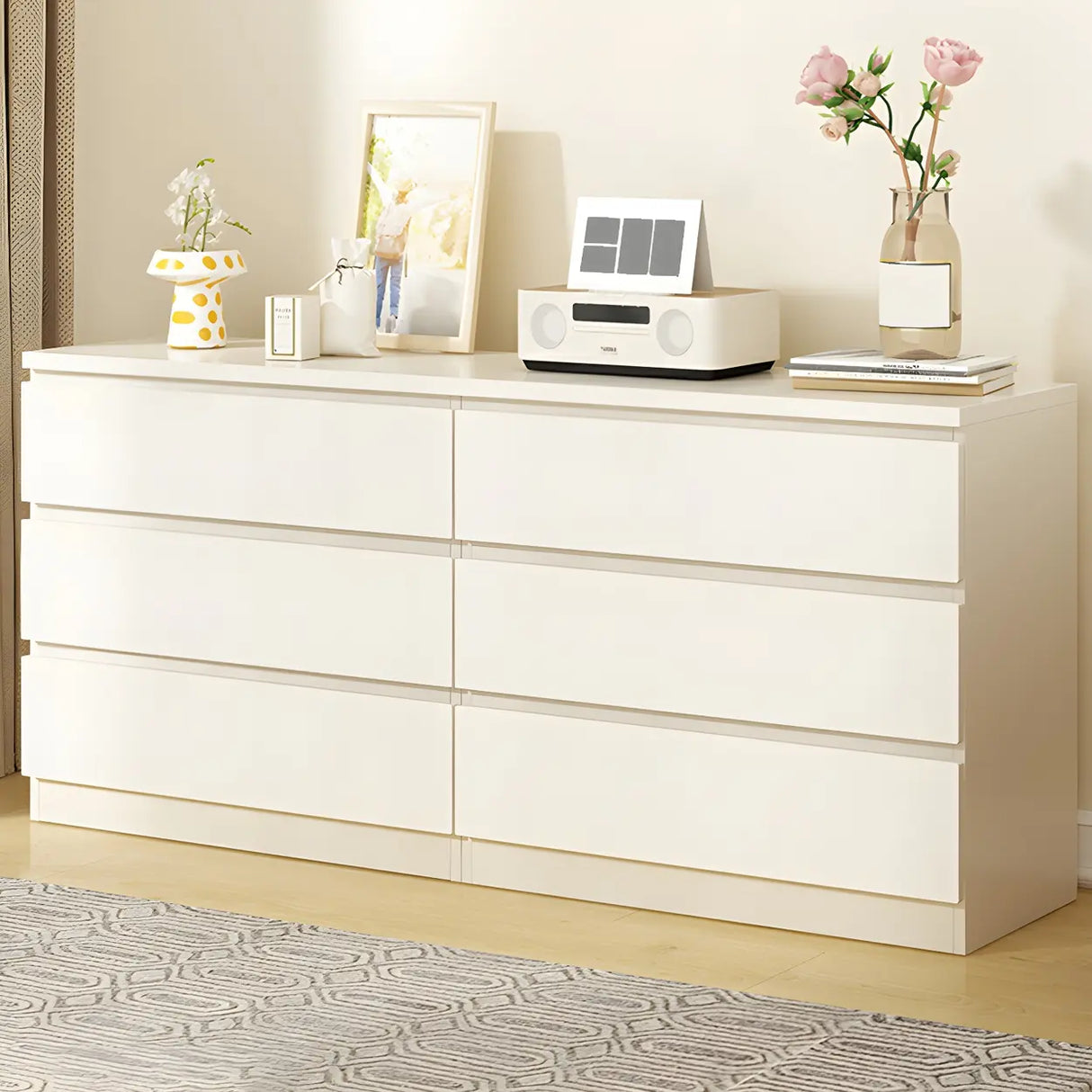 White Manufactured Wood Dresser with Multiple Drawers Image - 16