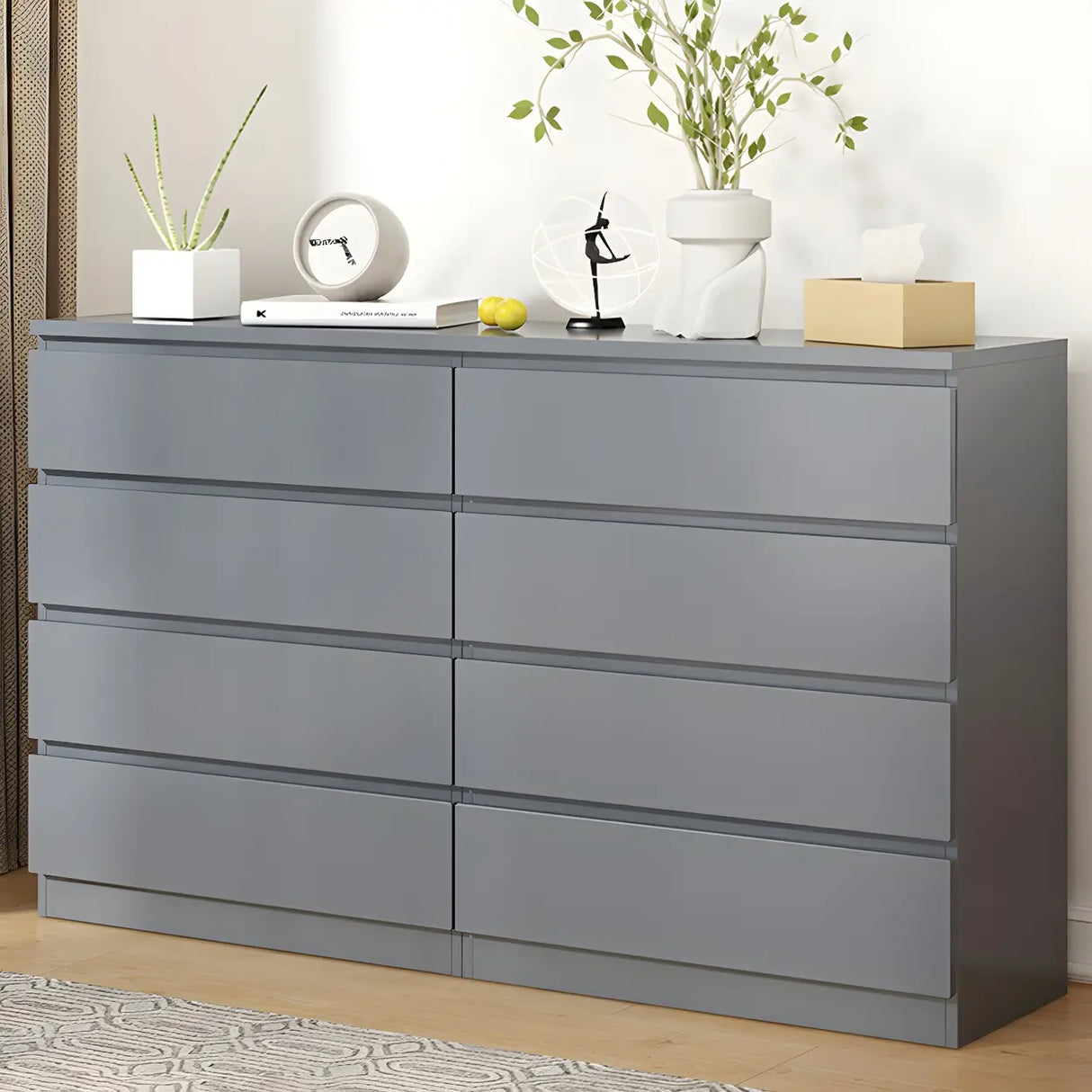 White Manufactured Wood Dresser with Multiple Drawers Image - 17