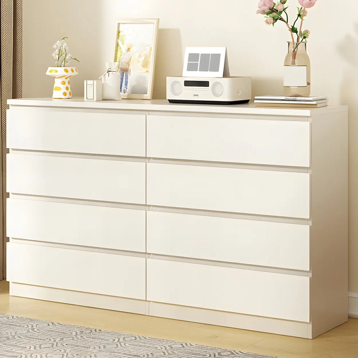 White Manufactured Wood Dresser with Multiple Drawers Image - 19