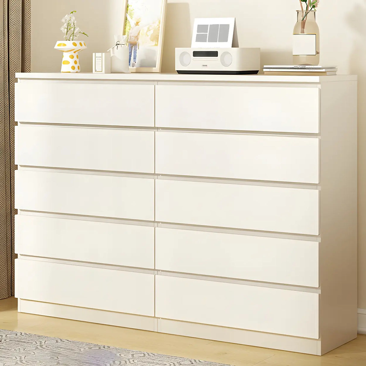 White Manufactured Wood Dresser with Multiple Drawers Image - 23