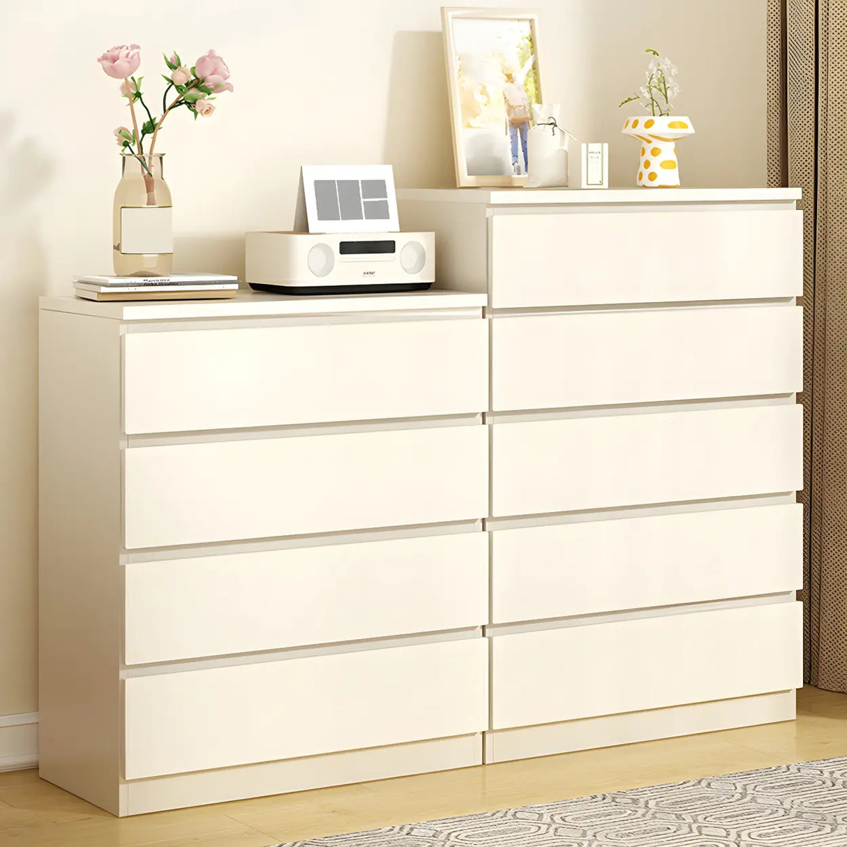 White Manufactured Wood Dresser with Multiple Drawers Image - 27