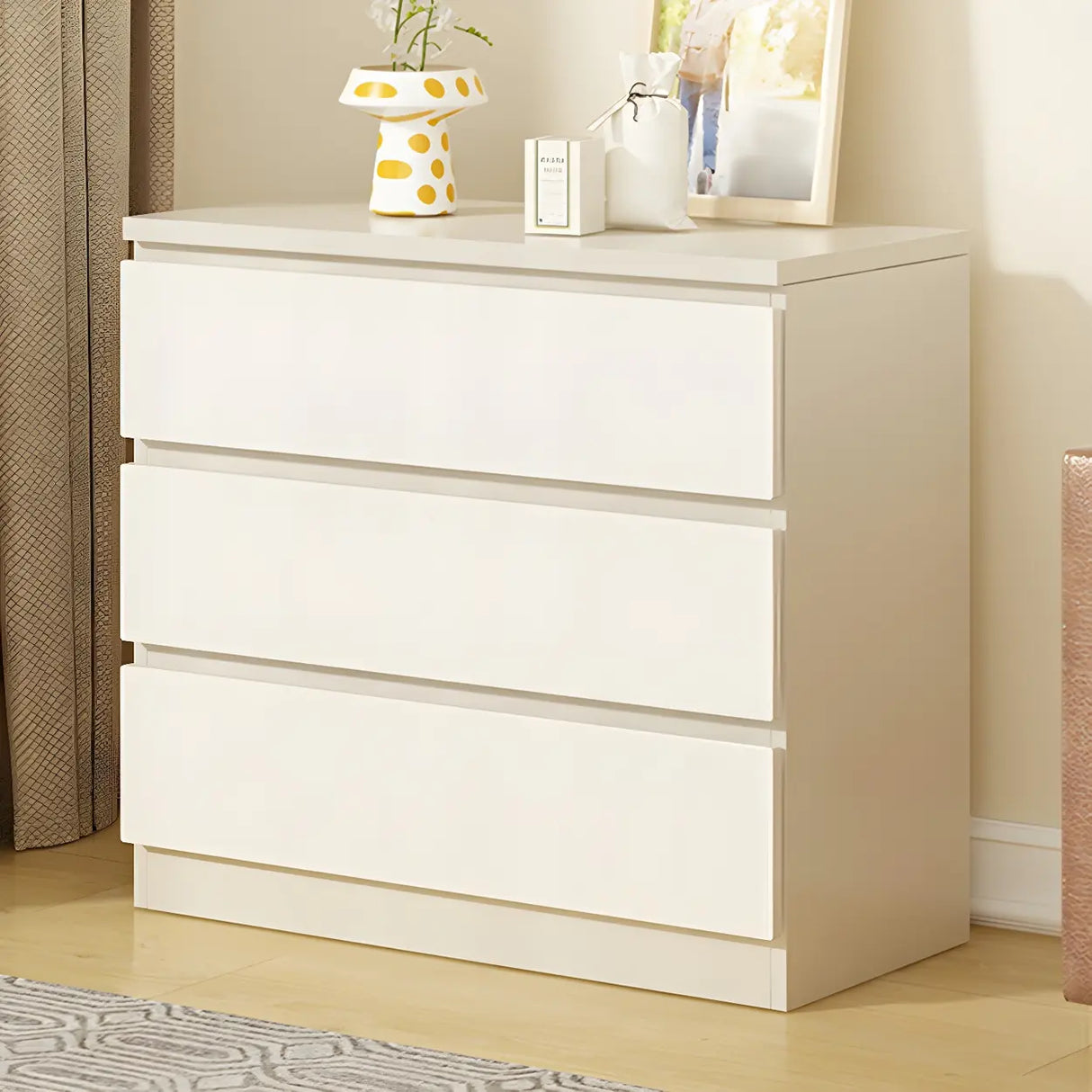 White Manufactured Wood Dresser with Multiple Drawers Image - 3