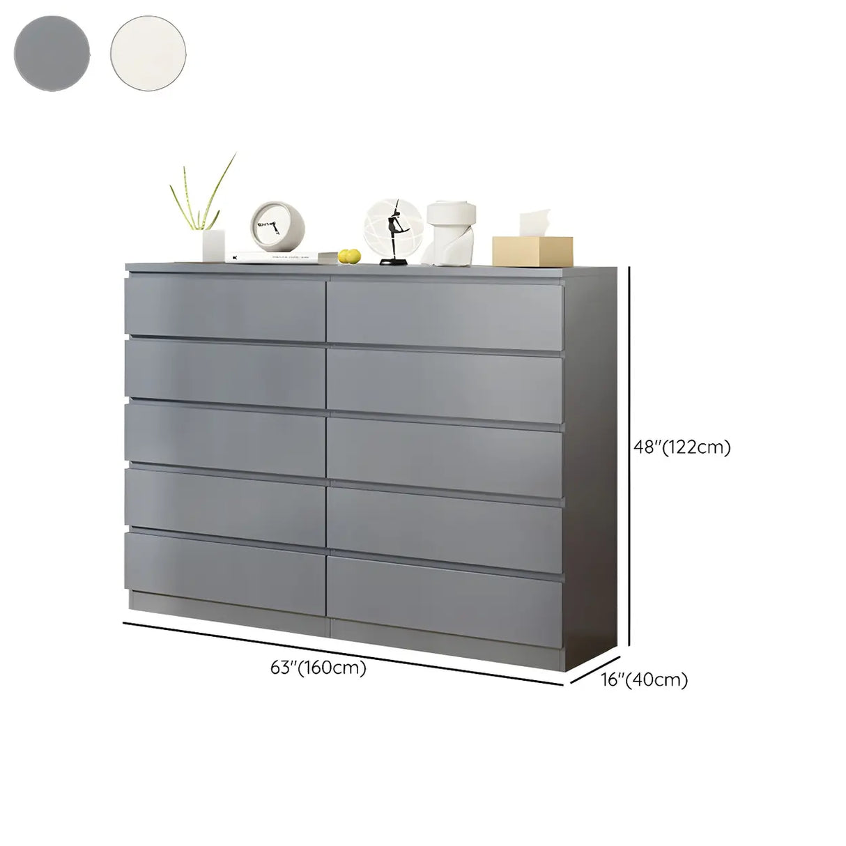 White Manufactured Wood Dresser with Multiple Drawers Image - 39