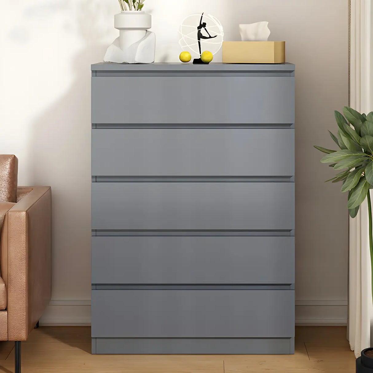 White Manufactured Wood Dresser with Multiple Drawers Image - 5