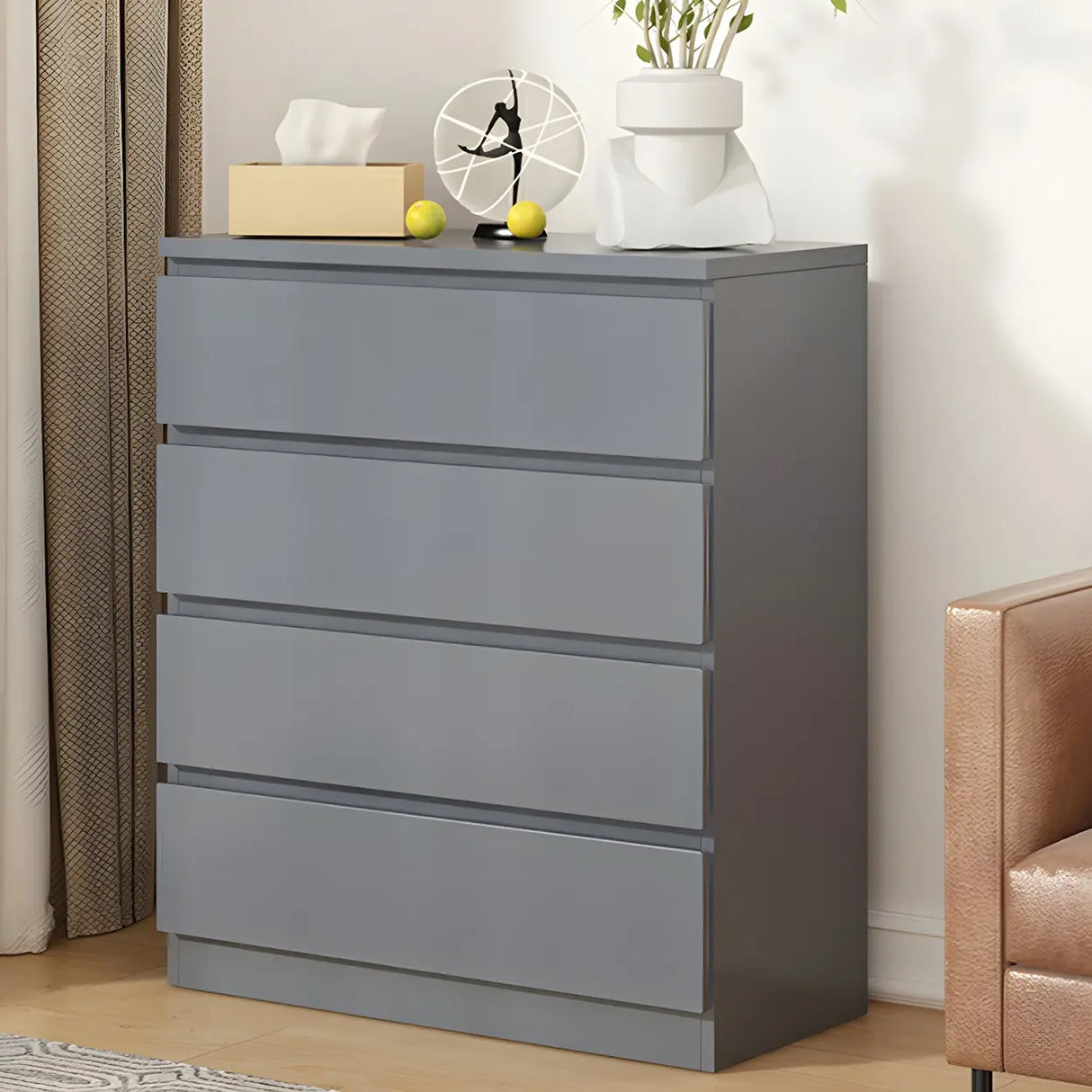 White Manufactured Wood Dresser with Multiple Drawers Image - 6