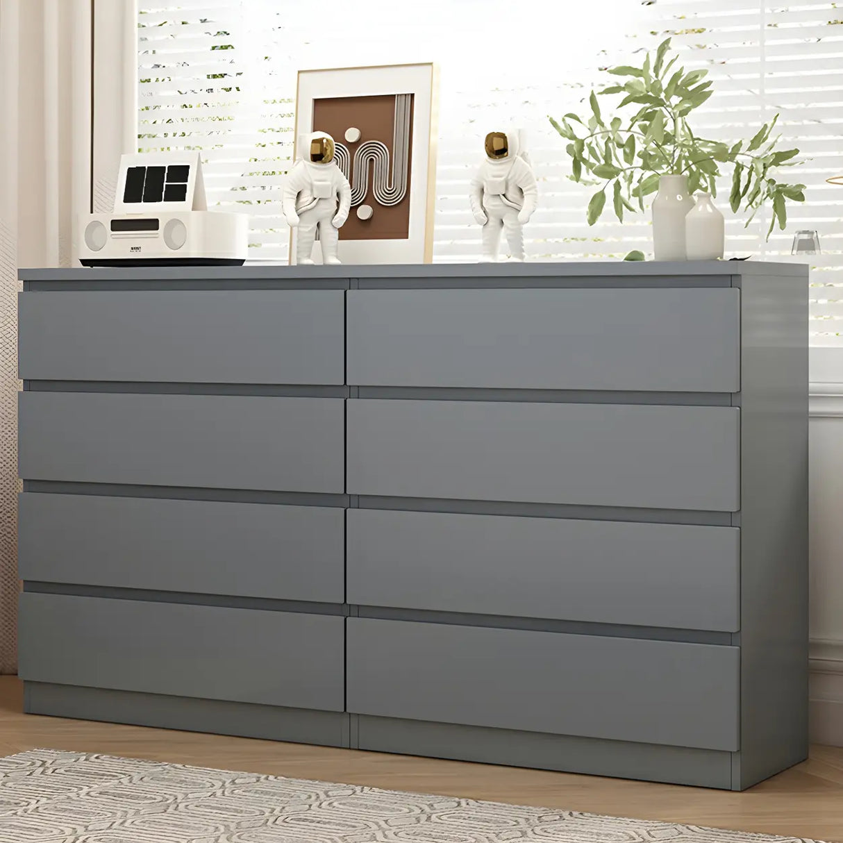 White Manufactured Wood Dresser with Multiple Drawers Image - 7